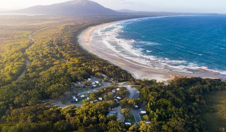 Aerial view of Diamond Head campground and nearby Dunbogan Beach. Photo: © Rob Mulally