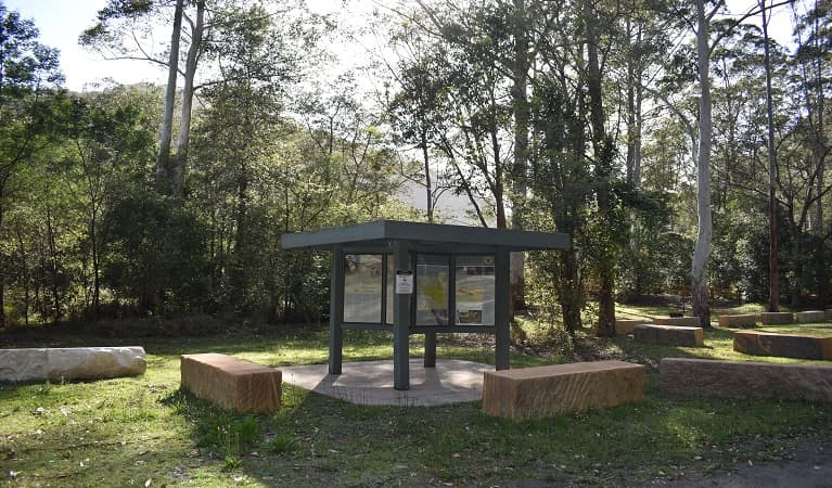 Information shelter at Mill Creek campground. Photo: Sarah Brookes © DPIE