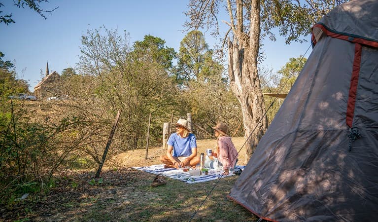 Campers at Village campground, Hill End Historic Site. Photo: John Spencer/OEH