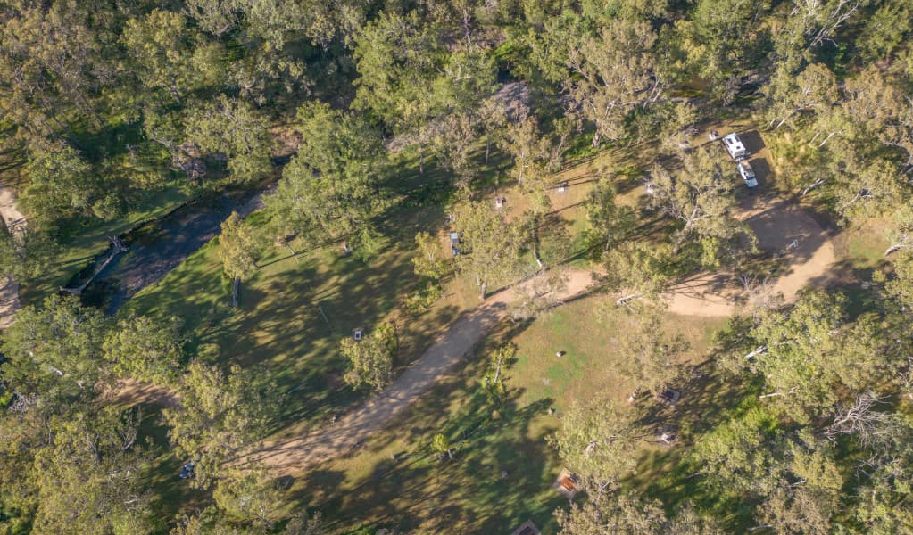 Aerial view of Washpools campground. Credit: John Spencer © DPE